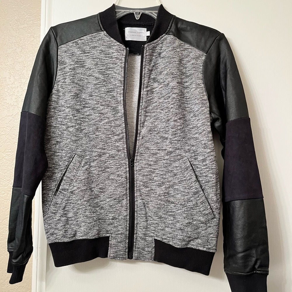 SHADES OF GREY BY MICAH COHEN Gray and Black Bomber Jacket